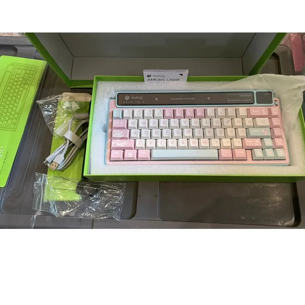 LEOBOG x Aula AMG65 Mechanical GamingTri-mode Wireless Keyboard Pink Meow NWT